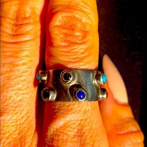 Sterling silver band with gemstones